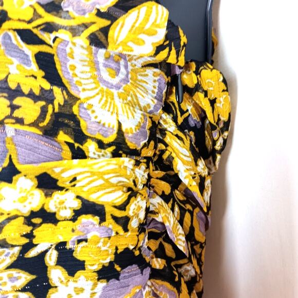 NWT Zara Floral Ruched Mini Dress Size M - Picture 5 of 8